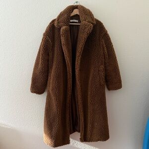❗️SOLD❗️Mango Full Length Brown Teddy Coat